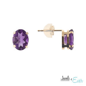 10K Gold Stud Earrings with Genuine Amethyst